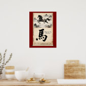 Year of the Horse Scroll: Traditional Chinese Art  Poster (Küche)