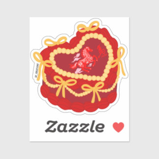 Year Of The Horse Vintage Heart Cake  Aufkleber