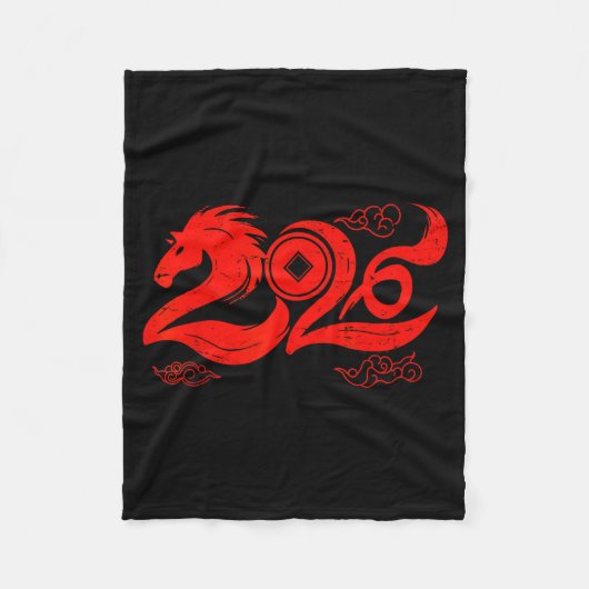 Year Of The Horse Zodiac Happy Chinese Lunar New Y Fleecedecke (Vorderseite)