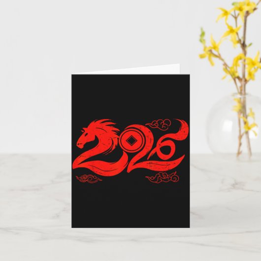 Year Of The Horse Zodiac Happy Chinese Lunar New Y Karte (Gelbe Blume)