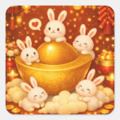 Year of the rabbit quadratischer aufkleber (Vorderseite)