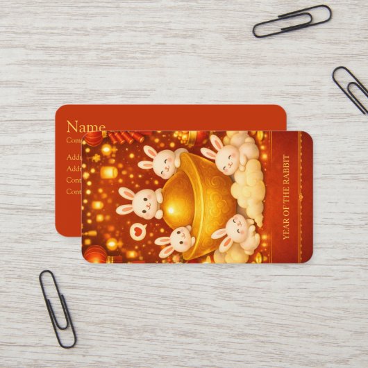 Year of the rabbit visitenkarte (Vorderseite/Rückseite Beispiel)
