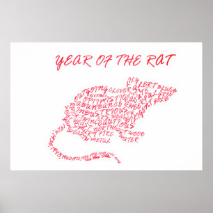 Year of the Rat Calligram Poster