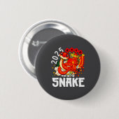 Year Of The Snake 2025 Chinese New Year 2025 Red S Button (Vorne & Hinten)