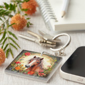 Yearling Colt und Wildblumen Schlüsselanhänger (Vorderseite rechts)