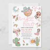 Yeas Girl Birthday Disco Rodeo Party Save The Date (Vorderseite)