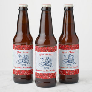 Yeas Wie Western Paisley Denim Blue Jeans Birthday Bierflaschenetikett