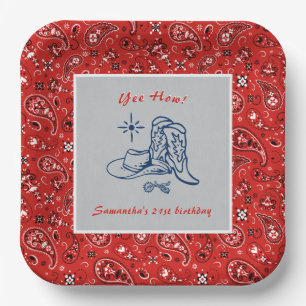 Yeas Wie Western Paisley Denim Blue Jeans Birthday Pappteller