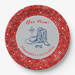Yeas Wie Western Paisley Denim Blue Jeans Birthday Pappteller