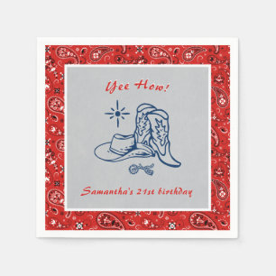 Yeas Wie Western Paisley Denim Blue Jeans Birthday Serviette