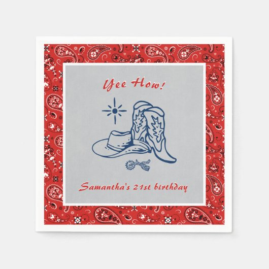 Yeas Wie Western Paisley Denim Blue Jeans Birthday Serviette (Vorderseite)