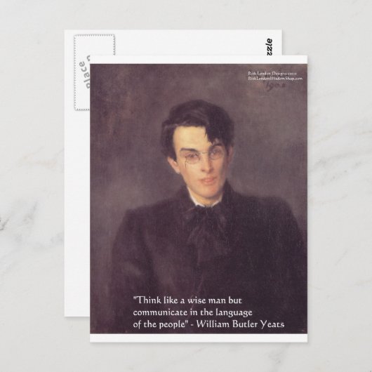 Yeats "Think Wise" Weisheit Zitat Geschenke & Kart Postkarte (Vorne/Hinten)