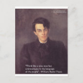 Yeats "Think Wise" Weisheit Zitat Geschenke & Kart Postkarte (Vorderseite)