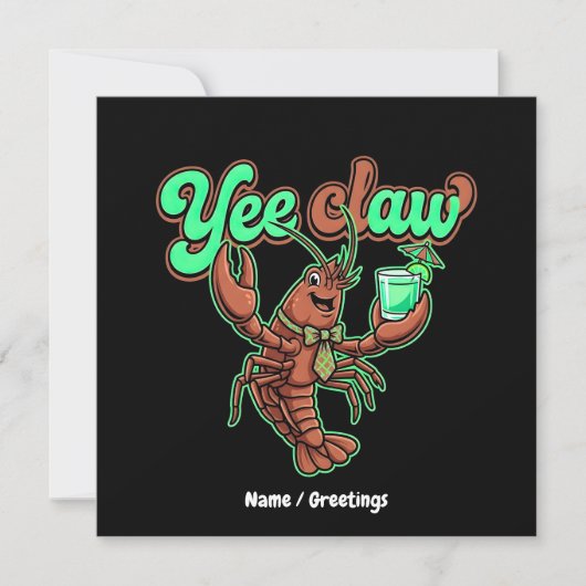 Yee Claw Retro Crawfish-Bow-Küstencocktail Einladung (Vorderseite)