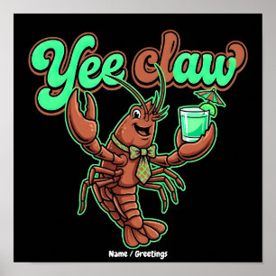 Yee Claw Retro Langustinen-Schleifen-Küstencocktai Poster