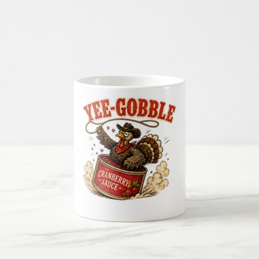 Yee-Gobble Truthahn Erntedankfest Design Kaffeetasse (Mittel)