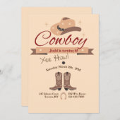 Yee Haw Cowboy Birthday Party Einladung (Vorne/Hinten)