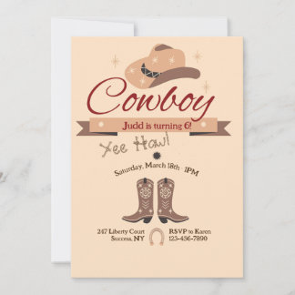 Yee Haw Cowboy Birthday Party Einladung