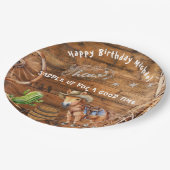 Yee Haw Cowboy Rodeo Sattel up Paper Plate Pappteller (Schrägansicht)