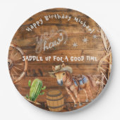 Yee Haw Cowboy Rodeo Sattel up Paper Plate Pappteller (Vorderseite)