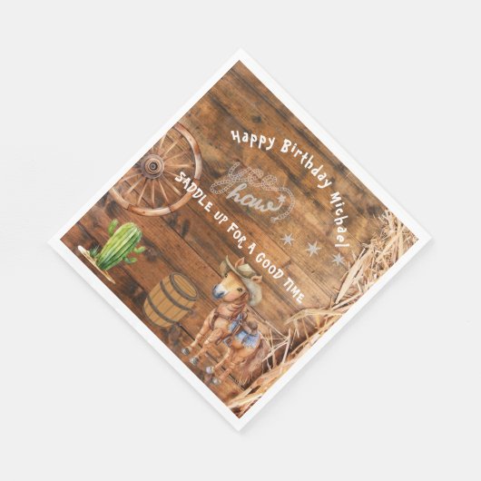 Yee Haw Cowboy Rodeo Sattel up Paper Plate Serviette (Ecke)