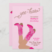 Yee-Haw Cowgirl Birthday Einladung (Vorne/Hinten)