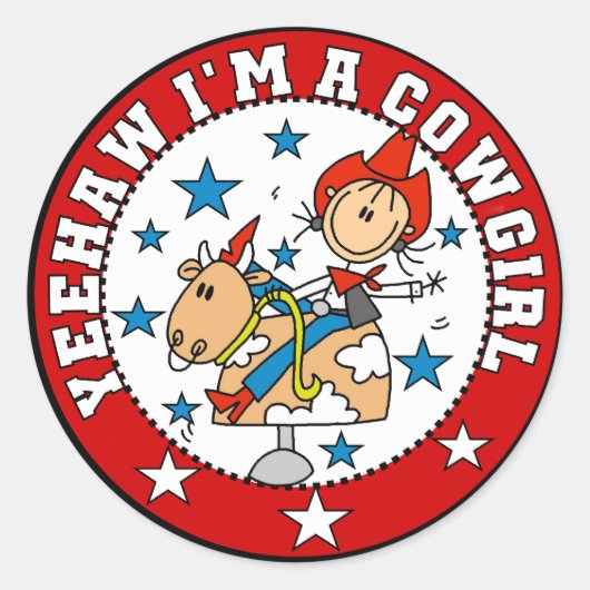 Yee Haw Cowgirl Tshirts und Geschenke Runder Aufkleber (Vorderseite)