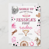 Yee Haw Disco Cowgirl Rodeo Birthday Einladung (Vorderseite)