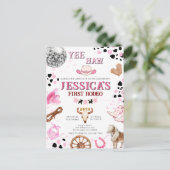 Yee Haw Disco Cowgirl Rodeo Birthday Postkarte (Stehend Vorderseite)