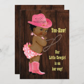 Yee-Haw! Ethnisches Cowgirl-rustikale Babyparty Einladung (Vorne/Hinten)