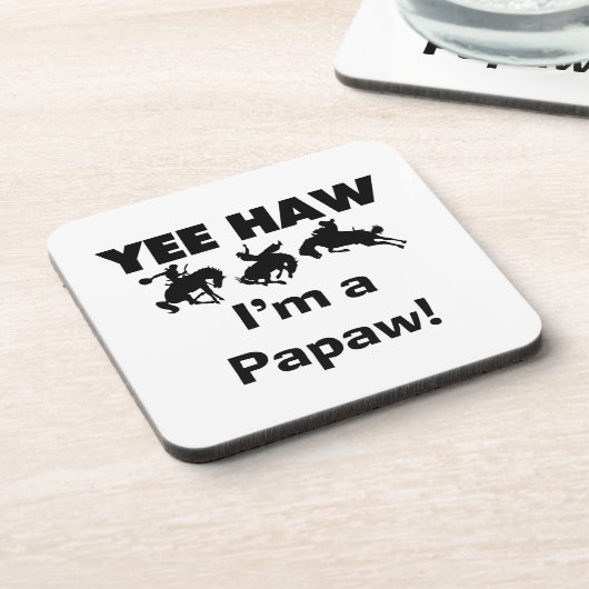 Yee Haw I bin ein Papaw-T - Shirt und Geschenke Getränkeuntersetzer (Linke Seite)