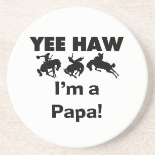 Yee Haw I bin Papa-T - Shirt und GIfts Sandstein Untersetzer