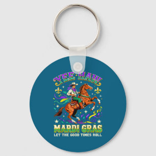 Yee Haw Mardi Gras Cowboy Pferd Karneval Design  Schlüsselanhänger