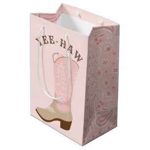 YEE-HAW Pink Cowgirl Boot Mittlere Geschenktüte