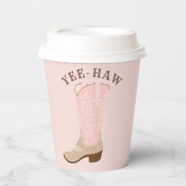 YEE-HAW Pink Cowgirl Boot Pappbecher