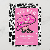 Yee Haw Pink Cowgirl Rodeo 30. Geburtstag Einladung (Vorne/Hinten)