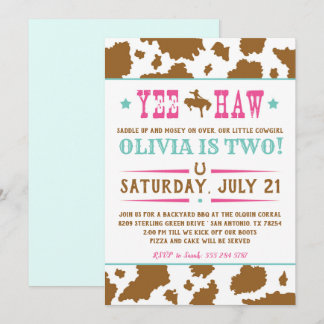 Yee Haw Rodeo Cowgirl Einladung