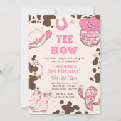 Yee Haw Rodeo Cowgirl Foto Einladung (Vorderseite)