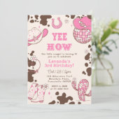 Yee Haw Rodeo Cowgirl Foto Einladung (Stehend Vorderseite)