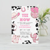 Yee Haw Rodeo Cowgirl Party Einladung (Stehend Vorderseite)