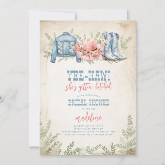 Yee-Haw Sie wird Bridal aufreißen Einladung (Vorderseite)