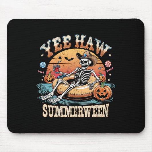 Yee Haw Summerween Cowboy Skeleton Western Hallowe Mousepad (Vorne)