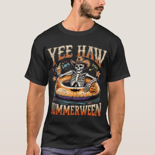 Yee Haw Summerween Cowboy Skeleton Western T-Shirt (Vorderseite)