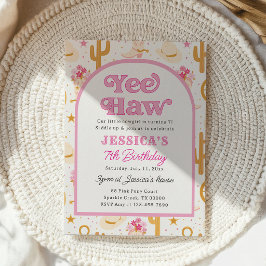 Yee Haw Western Cowgirl Seventh Rodeo 7th Birthday Einladung