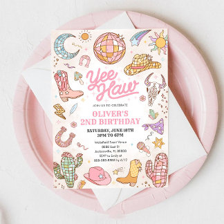 Yee Haw Western Rodeo Cowgirl 2. Geburtstag Einladung