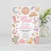 Yee Haw Western Rodeo Cowgirl 2nd Birthday Einladung (Stehend Vorderseite)