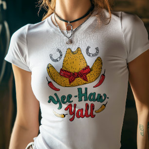 Yee Haw Y'all Cowgirl Hat Design Tri-Blend Shirt