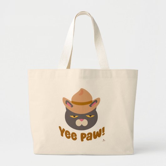 Yee Paw Cool Cowboy Hat Funny Cat Slogan Jumbo Stoffbeutel (Vorne)