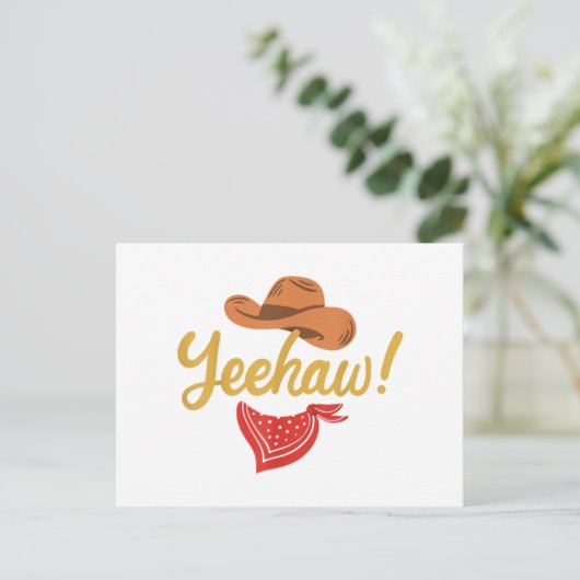 Yeehaw Cowboy Cowgirl Western Country Rodeo Postkarte (Stehend Vorderseite)