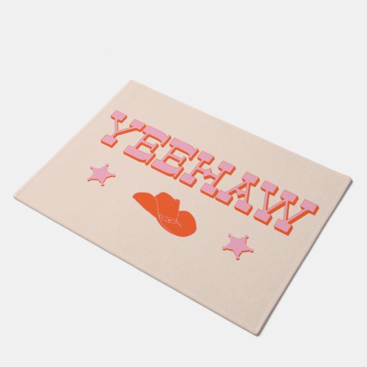 Yeehaw + Cowboy oder Cowgirl Fußmatte (Schrägansicht)